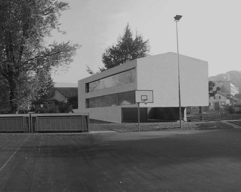 Competition schoolhouse Nauen in Dürnten new schoolhouse with cantilever to the sport ground in collaboration with Kissling Roth Architekten 